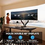 HUANUO NITROGLIDE™ Dual Monitor Stand for 13″–40″, Premium Dual Monitor Mount with USB, Height Adjustable Monitor Stand for 2 Monitors, VESA Mount with Clamp/Grommet Base, Holds 26.4lbs per Arm, HNDS7 image 2